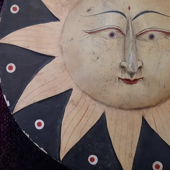 Vintage Whimsigoth Wooden Sun & Moon Plaque Wall Decor - Picture 3 of 12